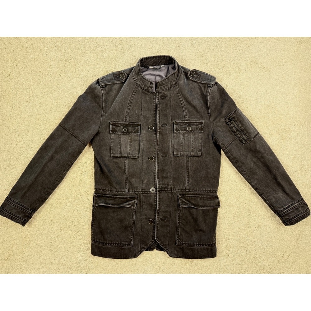 Men's Armani Exchange Black Military Inspired Jean Jacket Size Small #1405